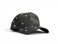 Gorra de béisbol negra JR Caps MTY con cristales brillantes, logo de los Mets y detalle de corazón bordado.