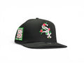 Gorra snapback negra JR Caps MTY de Chicago White Sox con bordado de rosas y parche conmemorativo lateral